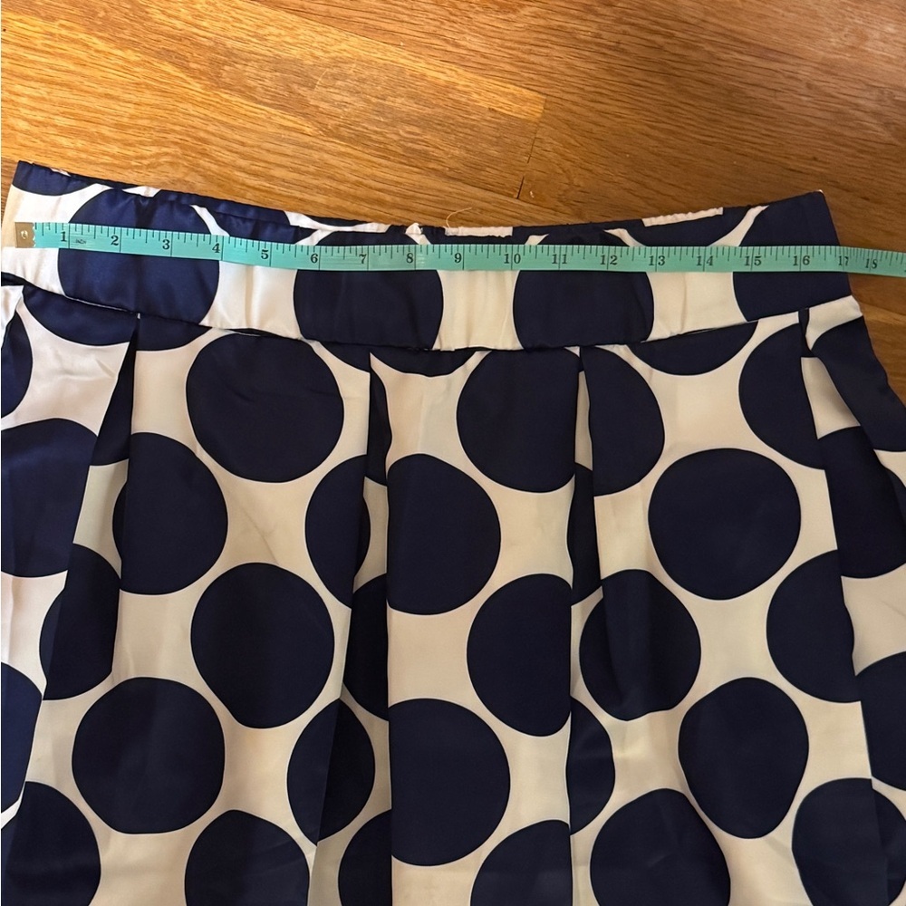 Navy and White Polka Dot A-Line Skirt - Picture 4 of 9